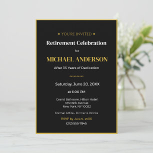 Invitation pour une fête de retraite Élégant Or No