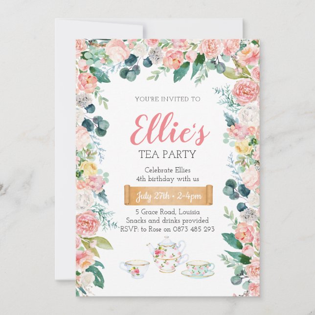 Invitation pour une fête de thé floral dans le jar (Devant)