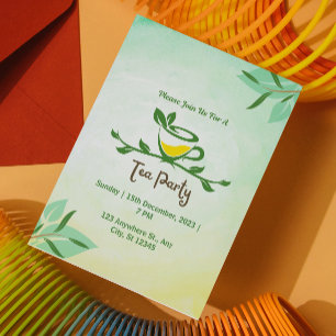 Invitation pour une fête de thé florale verte
