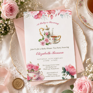 Invitation pour une fête de thé pour bébé 'Un bébé