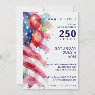 Invitation pour une fête du 4 juillet avec drapeau