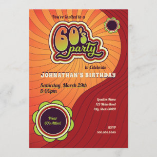 Invitation pour une fête Groovy des années 60