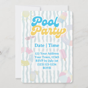 Invitation pour une fête rétro au bord de la pisci