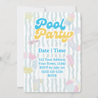 Invitation pour une fête rétro au bord de la pisci