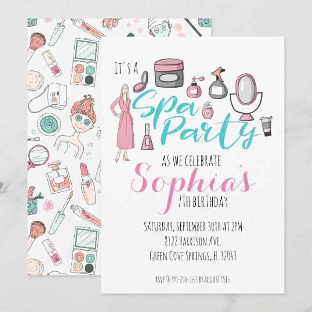Invitation pour une fête sur le thème de Spa (Devant / Derrière)