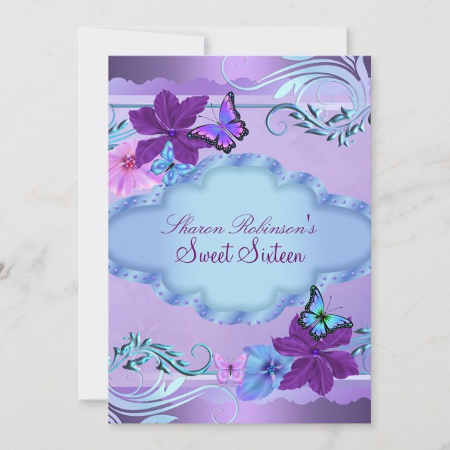 Invitation pour une fête Sweet 16 au jardin papill (Devant)
