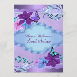 Invitation pour une fête Sweet 16 au jardin papill