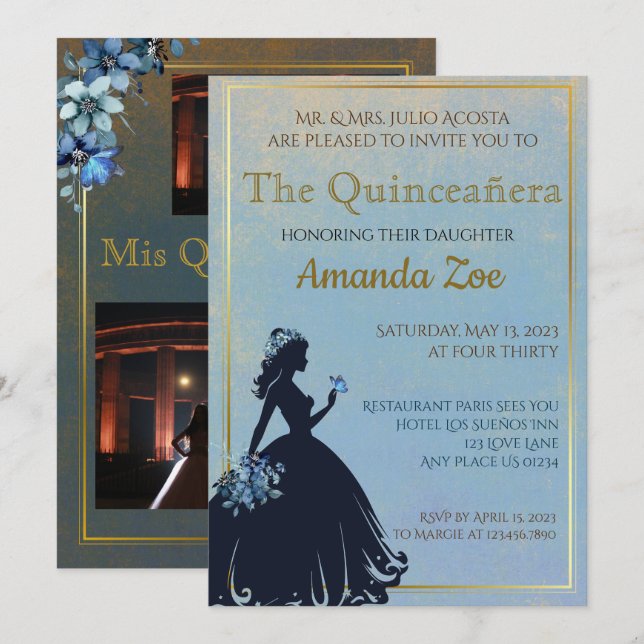 Invitation pour une Quinceañera (Devant / Derrière)