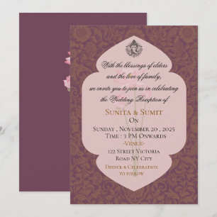 Invitation pour une réception de mariage indien de