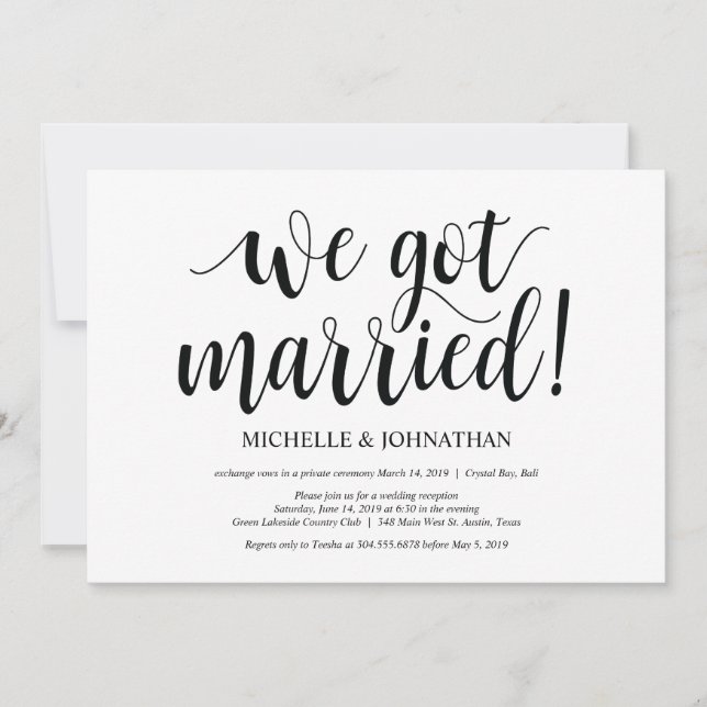 Invitation pour une réception de mariage rustique (Devant)