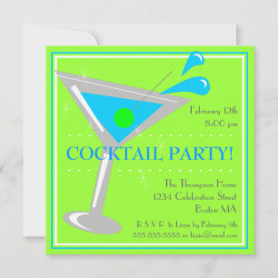 Invitation pour une soirée cocktail Blue Martini