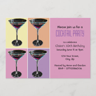 Invitation pour une soirée cocktail Funky Martini