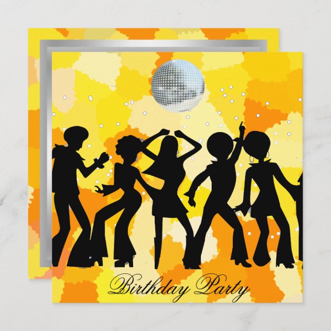 Invitation pour une soirée d'anniversaire disco (Devant / Derrière)