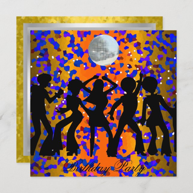 Invitation pour une soirée d'anniversaire disco (Devant / Derrière)