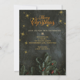 Invitation pour une Soirée de Noël Étoilée Noire e