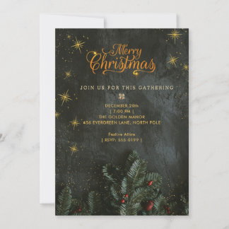 Invitation pour une Soirée de Noël Étoilée Noire e