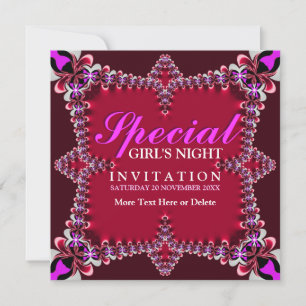 Invitation pour une soirée entre filles rose rouge