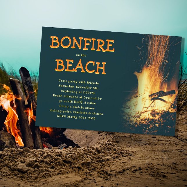 Invitation pour une soirée feu de camp sur la plag (Créateur téléchargé)