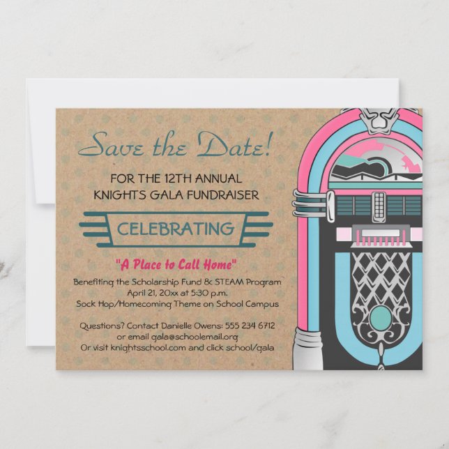 Invitation pour une soirée Jukebox Sock Hop (Devant)
