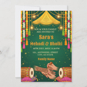 Invitation pour une soirée Mehndi et Dholki
