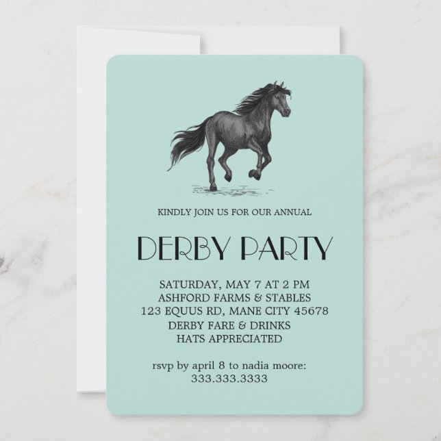 Invitation pour une soirée Modern Derby de chevaux (Devant)