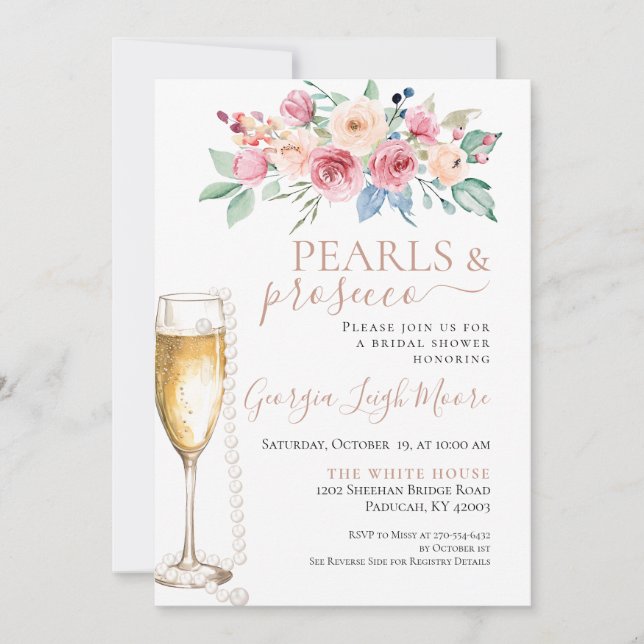 Invitation pour une soirée Perles & Prosecco (Devant)