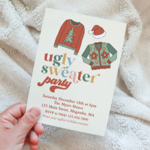 Invitation pour une soirée pull de Noël moche rétr