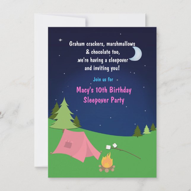 Invitation pour une soirée pyjama d'anniversaire d (Devant)