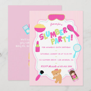 Invitation pour une soirée pyjama d'anniversaire d