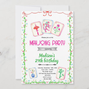 Invitation pour une soirée thème mahjong