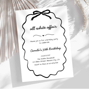 Invitation pour une soirée tout en blanc minimalis
