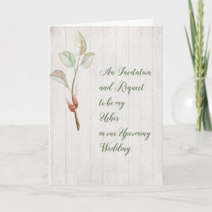 Invitation pour Usher Card Faux Wood & Plante Spri