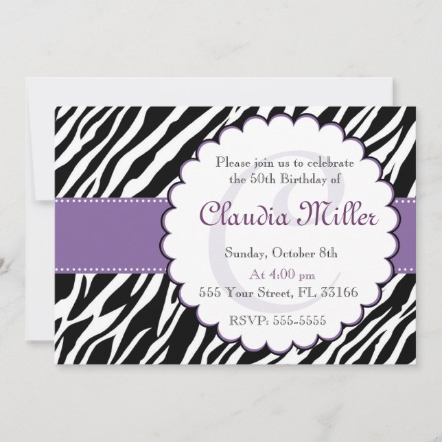 Invitation Pourpre adulte d'anniversaire d'invitation de (Devant)