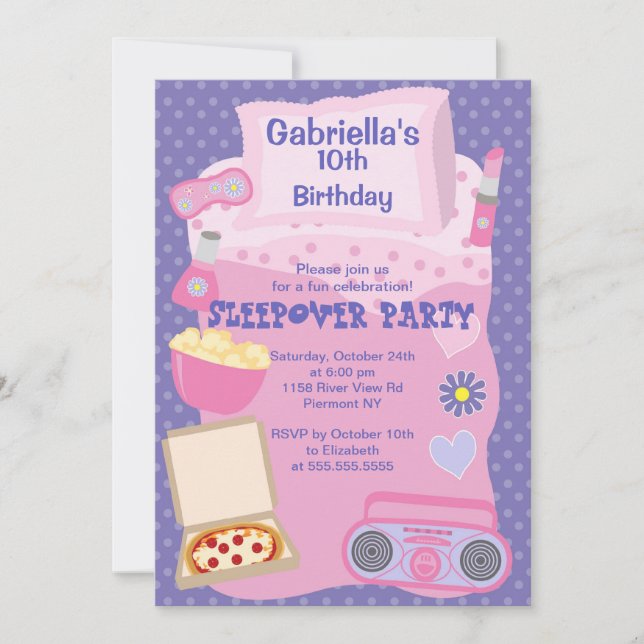 Invitation pourpre d'anniversaire d'amusement de (Devant)