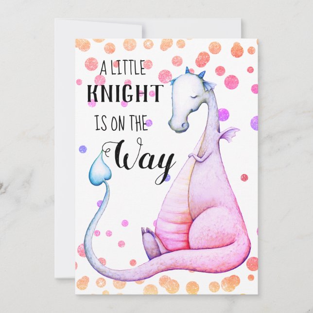 Invitation pourpre de baby shower de dragon de *~* (Devant)
