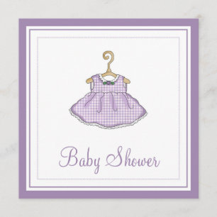 Invitation pourpre de baby shower de la robe de