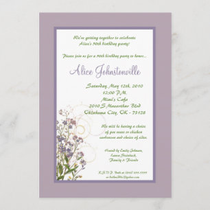 invitation pourpre de fête d'anniversaire de fleur
