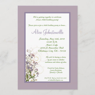 invitation pourpre de fête d'anniversaire de fleur
