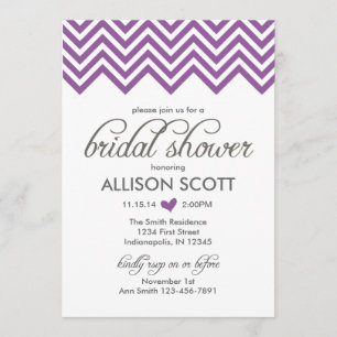 Invitation pourpre de Fête de la mariée de Chevron