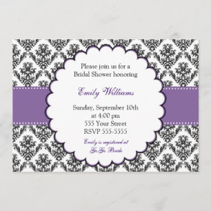 Invitation Pourpre de Fête de la mariée d'invitation de