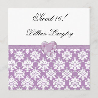 Invitation pourpre du bonbon 16 à coeur de bijou