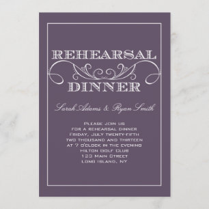 Invitation pourpre élégante de dîner de répétition