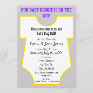 Invitation Pourpre novice et or d'invitation de baby shower