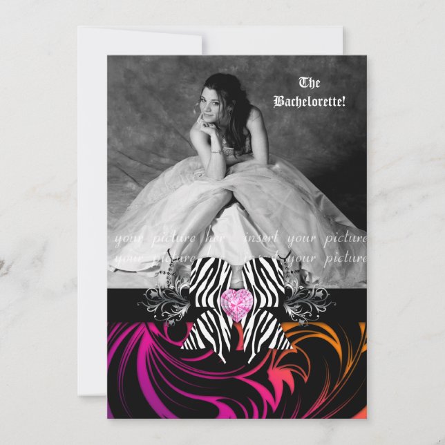 Invitation Pourpre orange de photo de partie de Bachelorette (Devant)