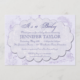 Invitation Pourpre vintage d'invitation de baby shower de