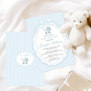 Invitation Poussette Bébé Garçon Arc-en-ciel Faitout Préparat