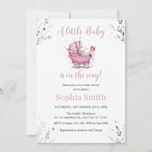 Invitation Poussette Rose