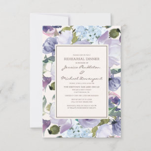 Invitation Poussière de lilas bleu crème Floral Dîner de répé