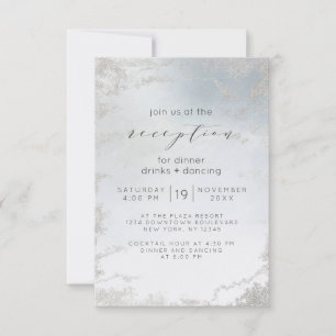 Invitation Poussière d'Ombre Bleu givré Argent Réception de M