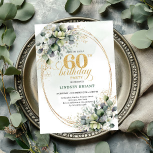 Invitation poussière verte bohème pour 60e anniver